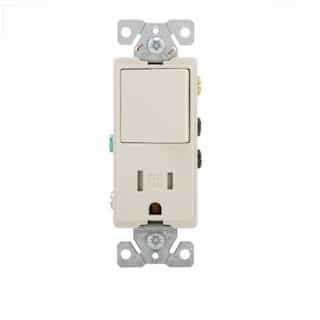 15A TR Decora Switch/Duplex Combo Receptacle, 1-Pole, 125V, LA