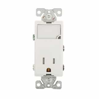 15A TR Nightlight/Duplex Combo Receptacle, 2P3W, #14-12 AWG, 125V, WH