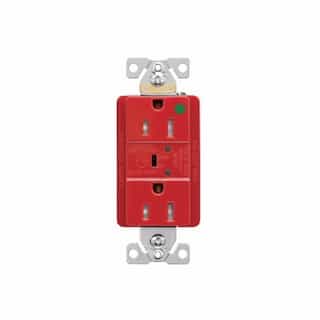 15 Amp Surge Protection Receptacle, Audible Alarm & LED Indicators, Red
