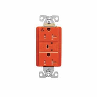 20 Amp Surge Protection Receptacle wAlarm & LED Indicators, Commercial Grade, Orange