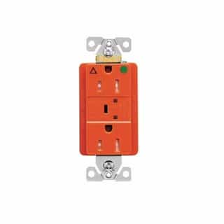 20 Amp Surge Protection Receptacle w/Alarm & LED Indicators, Hospital Grade, Orange