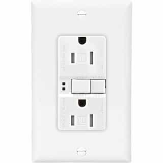 15 Amp Tamper Resistant Duplex GFCI Outlet w/ Mid-Size Wallplate, White