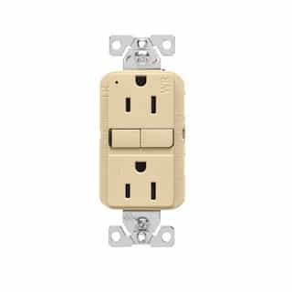 Eaton Wiring 15A TR & WR Slim Self-Test GFCI Receptacle Outlet, B&S, 125V, Ivory