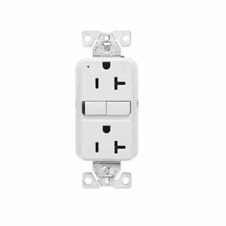20A TR & WR Slim Self-Test GFCI Receptacle Outlet, B&S, 125V, White