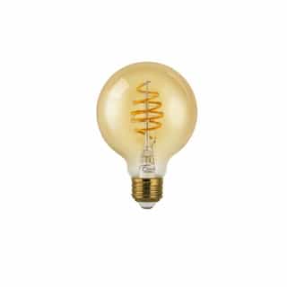 4.5W LED G25 Filament Bulb, Amber Glass, Dimmable, E26, 250 lm, 120V, 2200K