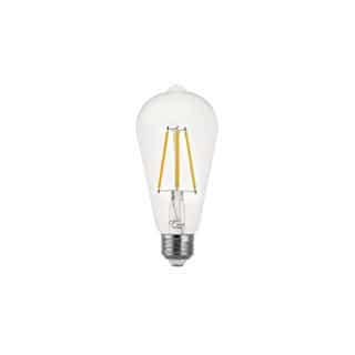 7W LED ST19 Filament Bulb, Dimmable, E26, 800 lm, 120V, 2700K