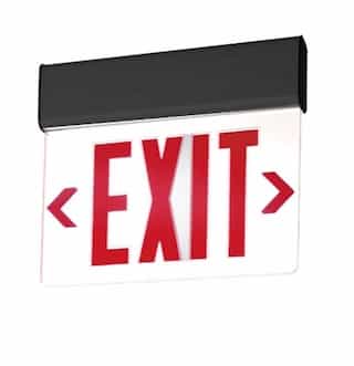 LED Edge Lit Exit Sign, Black Housing w Red Letters