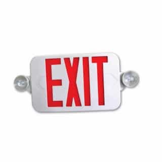 Low Profile LED Emergency Exit Combo, White Housing wRed Letters