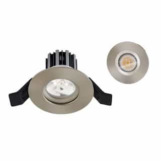 2in Round Flat Trim for LED Retrofit Module, Glass Reflector, Brushed Metal