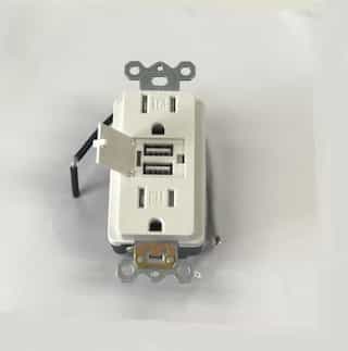 GP 15 Amp USB Decora Duplex Receptacle Outlet, Self-Grounding, Tamper Resistant (TR)