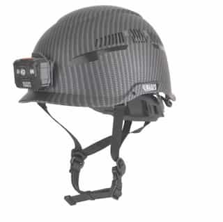 Safety Helmet with Headlamp, Vented, KARBN Pattern, Class C
