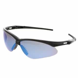 MP1 Safety Glasses, Scratch-Resist, Blue Mirror / Black Frame