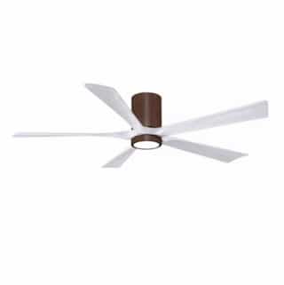 60-in 30W Irene-5H Ceiling Fan w/ Light Kit, White Blades, Walnut