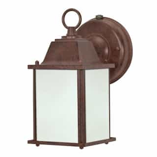 13W Cube Lantern Outdoor Light w Photocell, Old Bronze, Frosted Glass