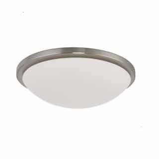 Nuvo 13W 17" Button LED ES Flush Mount Dome Light, White Glass