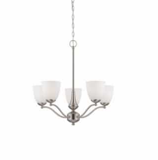 Patton Chandelier Light, Arms Up, 5-Light, Brushed Nickel