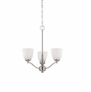 Patton Chandelier Light, Arms Up, 3-Light, Brushed Nickel