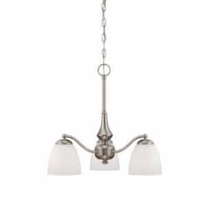 Patton Chandelier Light, Arms Down, 3-Light, Brushed Nickel