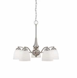 Patton Chandelier Light, Arms Down, 5-Light, Brushed Nickel