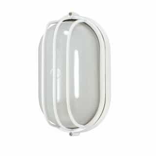 10-in Bulk Head Fixture, Oval Cage, White