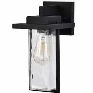 100W Vernal Wall Lantern wClear Water Glass, Medium, 120V, Black