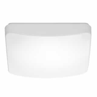 LED Flush Mount 11" Square Light Fixture, White, Polymer