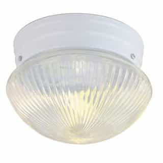 Nuvo 10" LED Flush Mount Light, White Finish, Medium Clear Ribbed Mushroom Shade