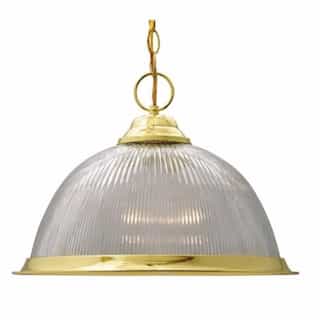 15" Pendant Lights, Prismatic Dome, Polished Brass