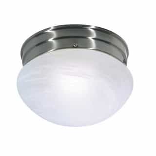 8" LED Flush Mount Lights, Alabaster Mushroom Glass Shade, Brushed Nickel