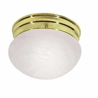 8" LED Flush Mount Lights, Alabaster Mushroom Glass Shade, Polished Brass