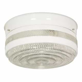 Nuvo 10" Flush Mount Ceiling Light Fixture w/ Crystal and White Drum, White