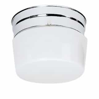 6in Flush Mount Fixture, Small White Drum, 1-light, Polished Chrome