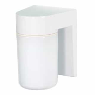 6.8" Outdoor Utility Wall Light, White, White Glass Cylinder