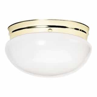 Nuvo 2-Light 12" Flush Mount Ceiling Light, Polished Brass, White Mushroom Glass