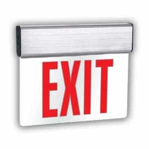 Edge-Lit LED Exit Sign, Red, Double Face, Emergency Battery Backup