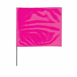 4-in X 5-in X 24-in Wire Stake Marking Flags, Pink Glo