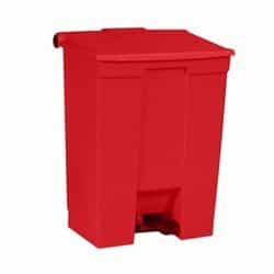 Red Plastic Fire-Safe Step-On 16 Gal Receptacle
