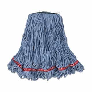 Blue, Medium Sized Cotton/Synthetic Web Foot Looped-End Wet Mop Head