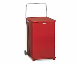 Mobile Step Can w/Wheels and Handle, 40 Gallon, Red