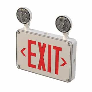 LED Emergency Exit & Light Combo, Single/Double, 120V-277V, Red
