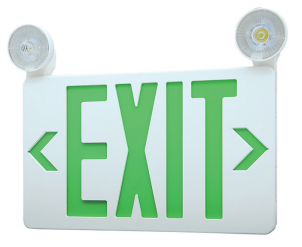 2W Emergency Exit Combo High Output, Single/Double, 120V/277V, GRN/WHT