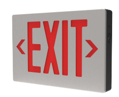 Die Cast Exit Sign, Double Face, 120V/277V, Red/Aluminum