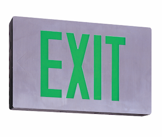 1W Die Cast Exit Sign, Double Faced, 120V/277V, Green/Aluminum