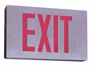 2W Die Cast Exit Sign, Double Faced, 120V/277V, Red/Aluminum