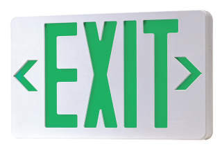 LED Standard Exit Sign, Single/Double Face, SD, 120V/277V, Green/White