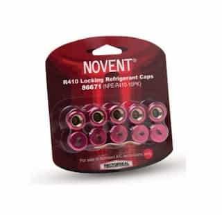 Rectorseal Novent Locking Refrigerant Cap, R410, 5/16-in Thread, Pink, 10 Pack