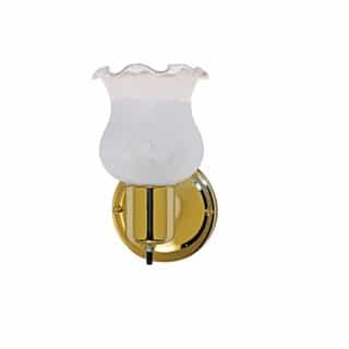 5" 60W Vanity Light w/ Frosted Grape Shade, On/Off Switch, Polished Brass
