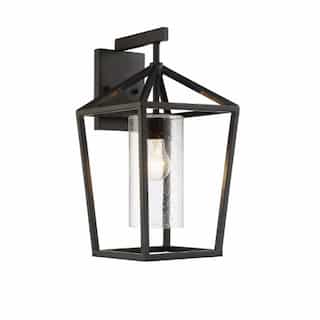 60W Hopewell Series Large Wall Lantern w/ Clear Seeded Glass, Matte Black