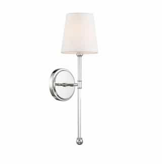 60W Olmsted Wall Sconce w/ White Linen Shade, 1 Light, Polished Nickel