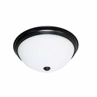 23.5W 13-in LED Flush Dome Light Fixture w/ Frosted Glass, Mahogany Bronze